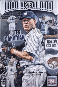 Mariano Rivera Signed 18x24 Farano Painted Stretched Canvas with "HOF 2019" Inscription (JSA)